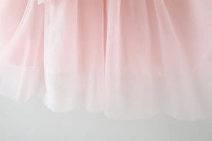 Sweet Flower Fairy Baby Girl Party Dresses Summer Solid Color Mesh Princess Evening Dress Kids Costume 0 to 3 Years Old Children