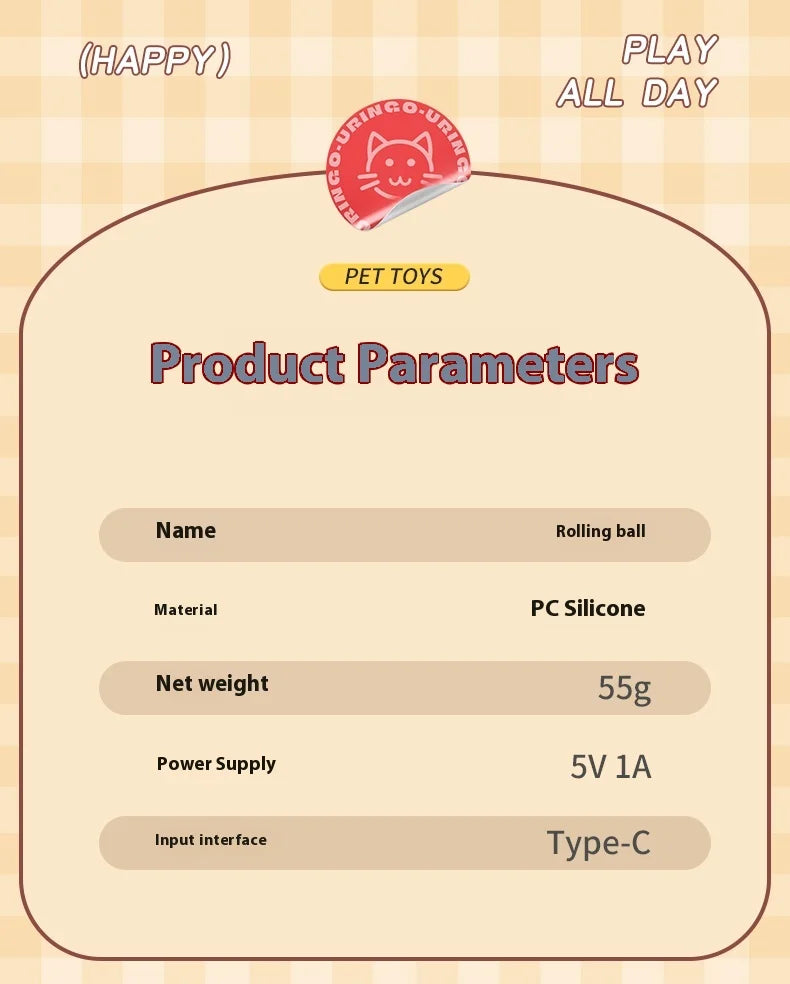 2Pcs Cat Interactive Ball Toys Automatic Rolling Ball Faux Tail Rechargeable Smart Pet Electric Toy Cat Training Imitate Mouse