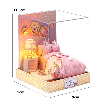 DIY Book Nook Kit Wooden Doll House 3D Puzzle Assembly Toy Home Bookend  Bookshelf Insert With Furniture Toys For Christmas Gift