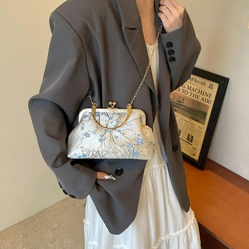 New Chinese Style Handbag Embroidery Evening Bag Retro Single Shoulder Crossbody Bag Ladies Shell Bag