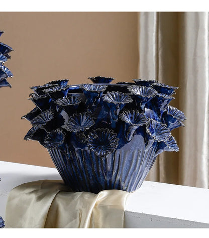 Deep Flower Clusters Ceramic Vase