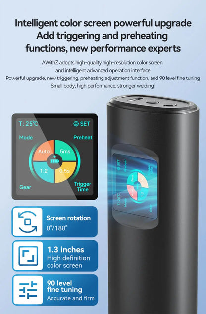 AWithZ Portable Spot Welder DIY Handheld Spot Welding Machine 90 Gears Adjustable Spot Welding for 18650 Lithium Battery