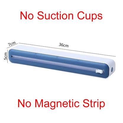 Food Film Dispenser Magnetic Plastic Wrap Dispenser with Cutter Storage Box Aluminum Foil Stretch Film Cutter Storage Holder