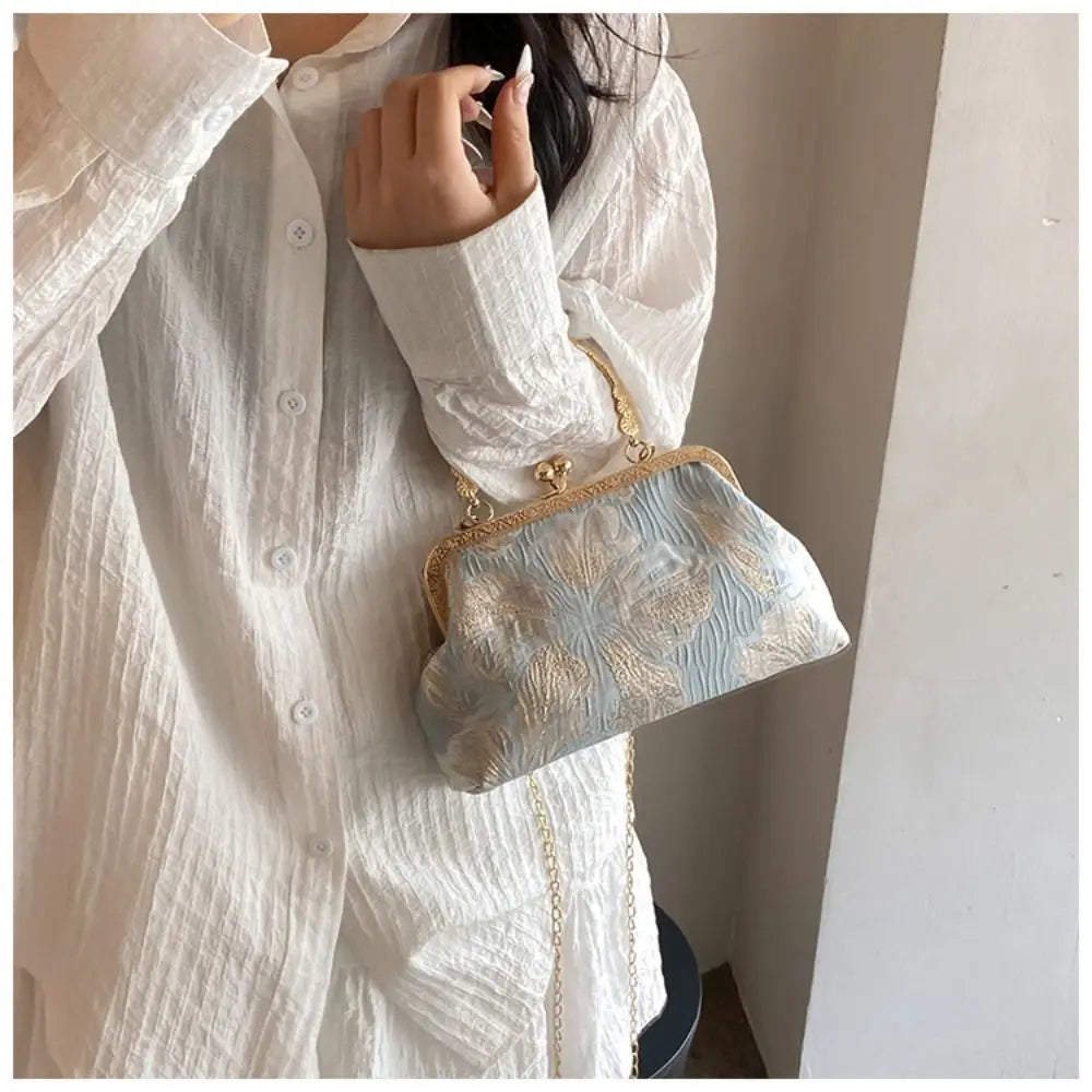 New Chinese Style Handbag Embroidery Evening Bag Retro Single Shoulder Crossbody Bag Ladies Shell Bag