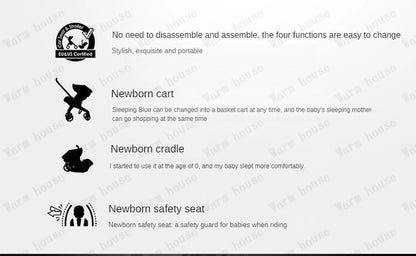 4-in-1 baby two-way stroller Multifunctional newborn baby stroller 3in1 Foldable Basket type seat baby carriage