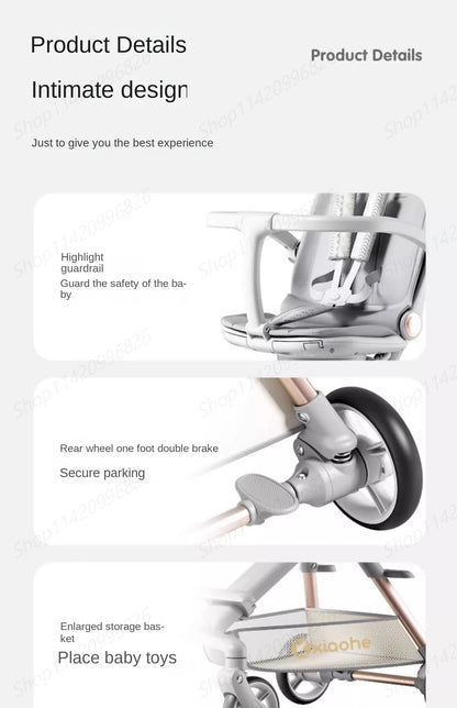 Baby Stroller Can Sit and Lie Down Foldable Lightweight Travel Two-way High Landscape Six Shock Absorption Comfortable Seat