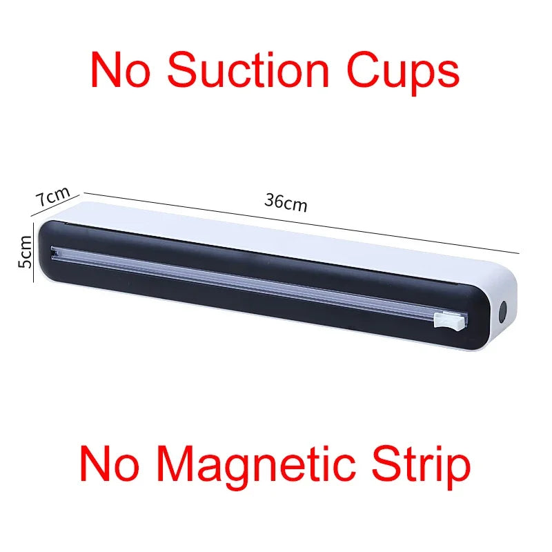 Food Film Dispenser Magnetic Plastic Wrap Dispenser with Cutter Storage Box Aluminum Foil Stretch Film Cutter Storage Holder