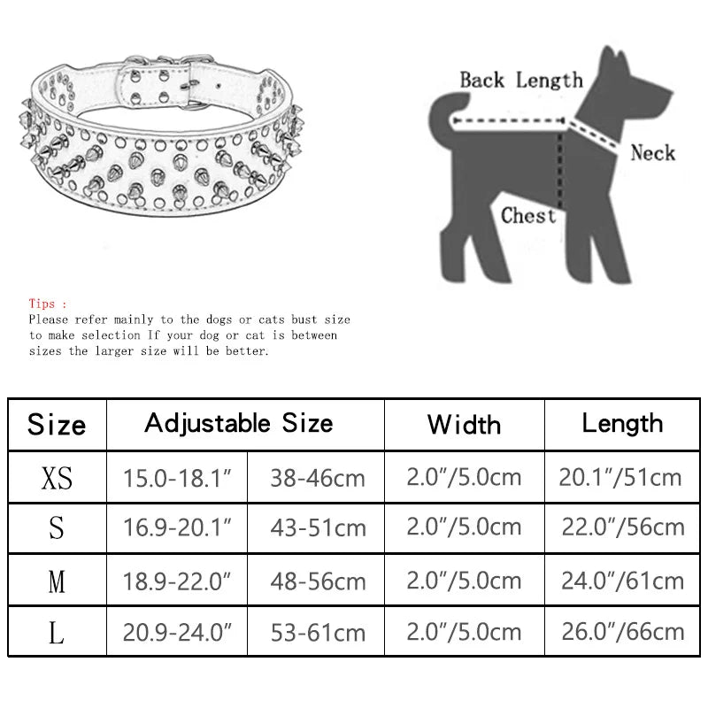 Domineering Spikes, Dog Collars, Medium and Large Rivets, Anti-bite Pet Collars, Rivets, Decorative Adjustable Dog Collars
