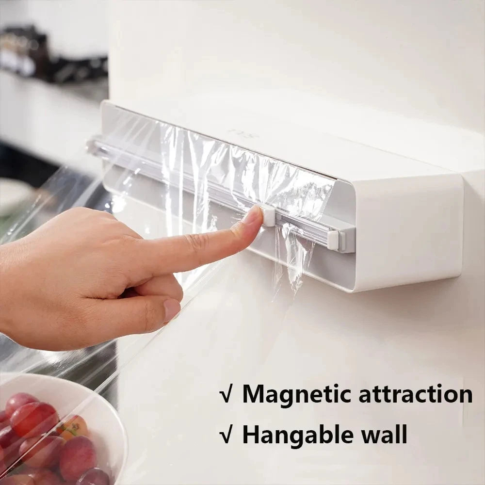 Plastic Wrap Dispenser 3in1 Magnetic & Self adhesive Cling Film Dispenser Cutter Kitchen Tool Aluminum Foil Baking Paper Cutter
