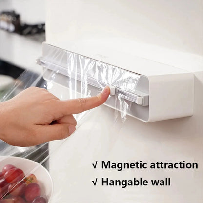 Plastic Wrap Dispenser 3in1 Magnetic & Self adhesive Cling Film Dispenser Cutter Kitchen Tool Aluminum Foil Baking Paper Cutter