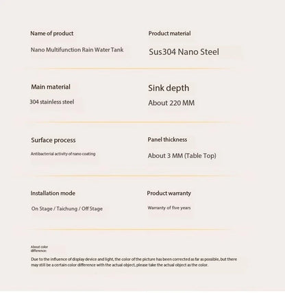 5.0MM Double Waterfall Sink Embossed Stainless Steel Kitchen Sink Large Single Slot Digital Display Wash Basin Dishwashing pond