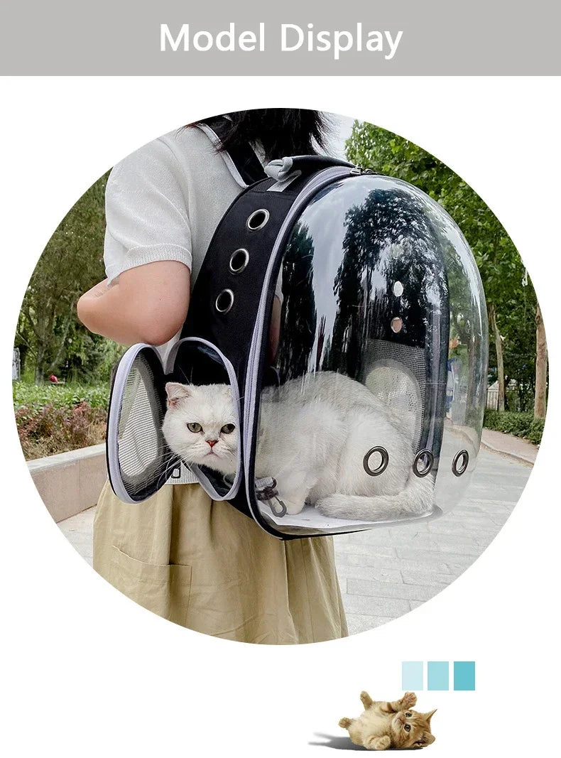 SpaceCapsule Transparent Pet Backpack Carrier Lightweight Portable Breathable Foldable for Cats Dogs Outdoor Travel Adventure