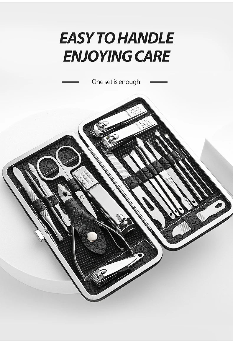 Home Nail Clipper Set Of 18 Pieces Large Size Dead Skin Pliers Diagonal To Remove Dead Skin Small Eyebrow Clipper Leather Sleeve