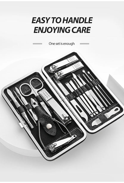Home Nail Clipper Set Of 18 Pieces Large Size Dead Skin Pliers Diagonal To Remove Dead Skin Small Eyebrow Clipper Leather Sleeve
