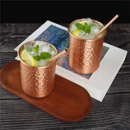 Copper Color 400Ml Stainless Steel Mug With Straw