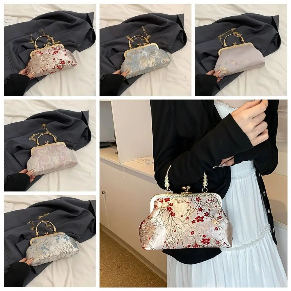 New Chinese Style Handbag Embroidery Evening Bag Retro Single Shoulder Crossbody Bag Ladies Shell Bag