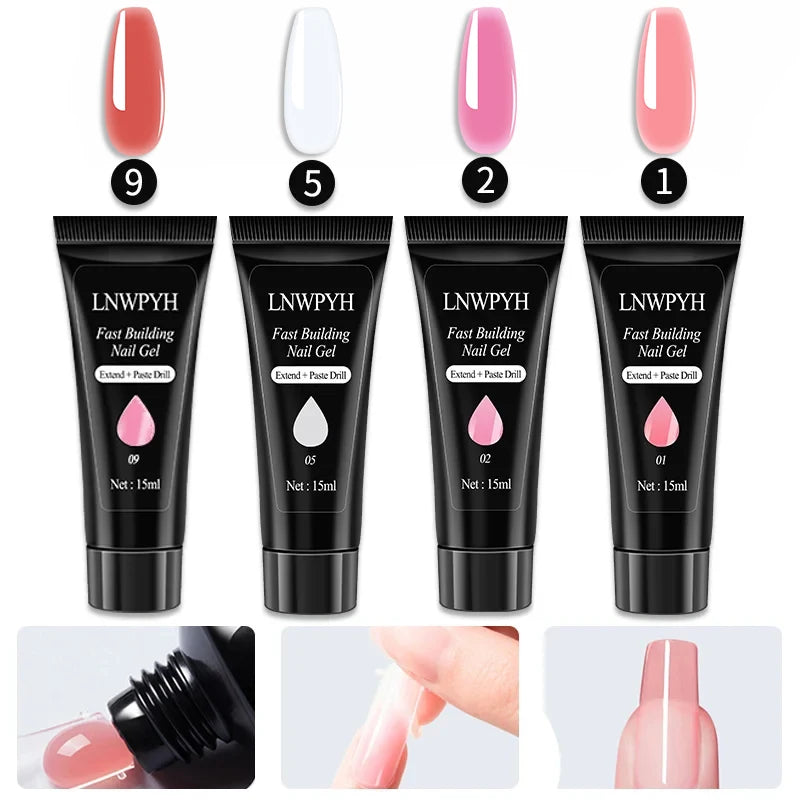 Nail Polish Kit Acrylic Nail Kit Poly Nail Gel Set With Nail Lamp Nails Extension Glitter Gel UV Building Gel Manicure Tools Set