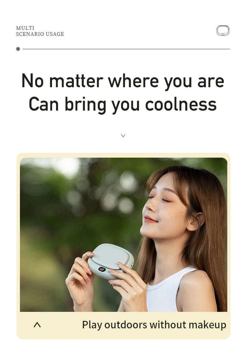 Vissko 2024 New 1800mAh Handheld Mini Fan Multifunction Neck Hanging Fans 5 Speed USB Rechargeable Fan with Display Screen
