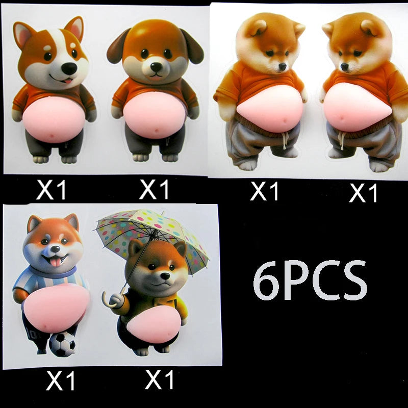 Cute Shiba Inu Silicone Belly Door Stopper,Self-Adhesive Sticker Door Stop ,Anti-Collision Stickers For Home Car Door Protector
