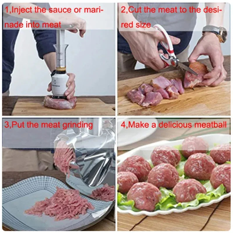 2 In 1 Meat Tenderizer Marinade Injector Barbecue Seasoning Sauce Injectors Kitchen Tools Gadgets BBQ Cooking Accessories