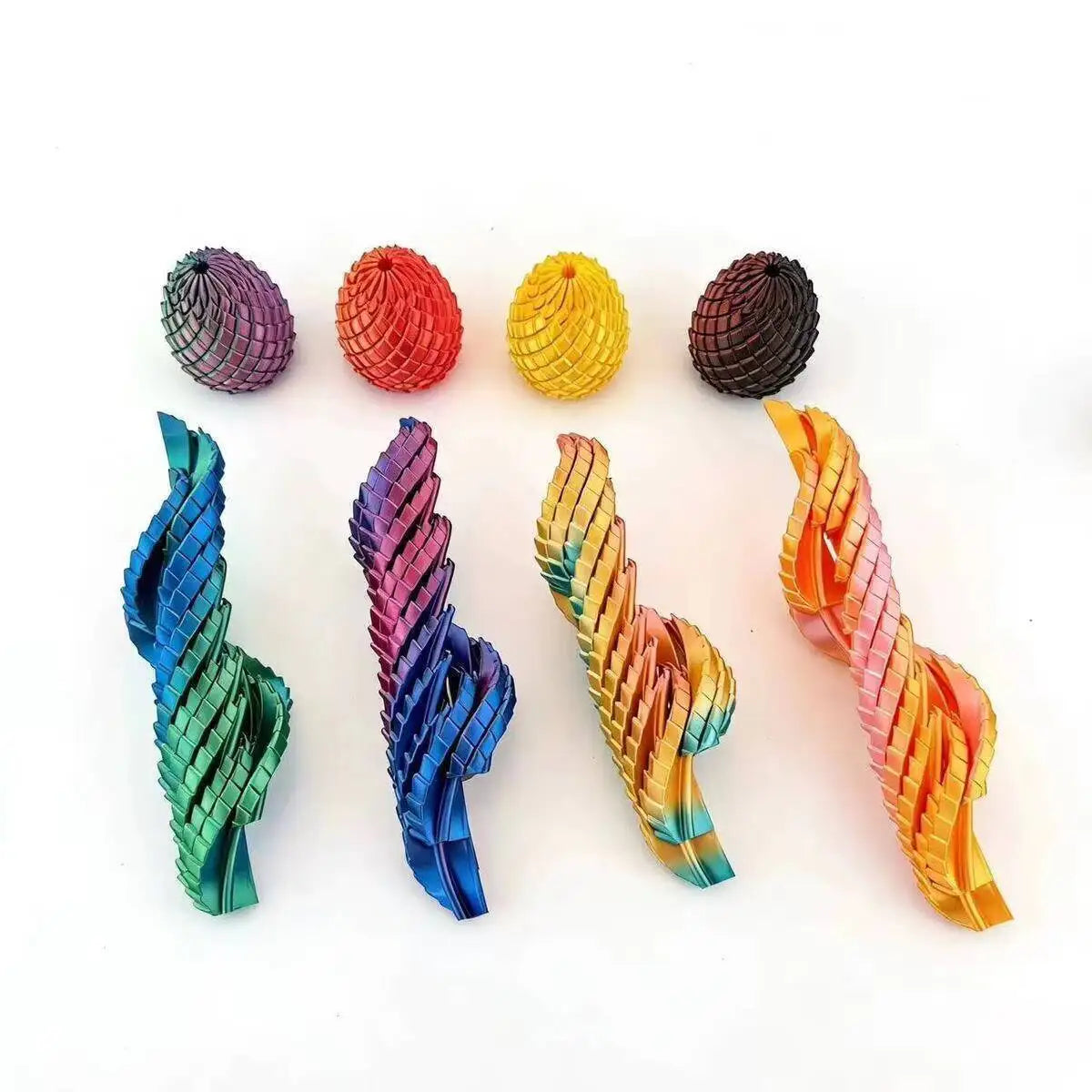2 Sizes 3D Printed Rotating Spiral Dragon Egg Colorful Articulated Fidget Toy Anti Anxiety Stress Relief Sensory Toy