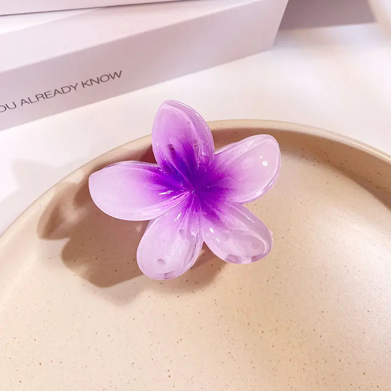 Middle 6CM Sweet Flower Hair Claws Hawaiian Gradient Hair Clips Vacation Beach Style Fashion Hairpins Women Hair Accessories ﻿