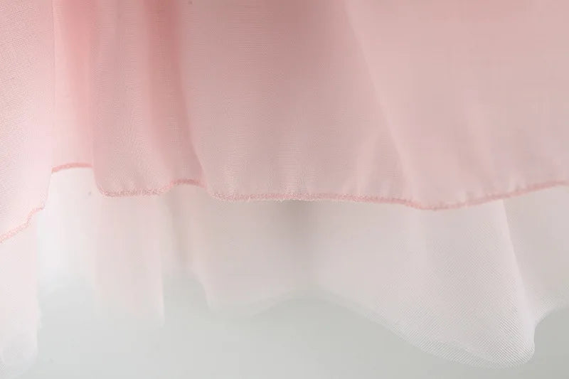 Sweet Flower Fairy Baby Girl Party Dresses Summer Solid Color Mesh Princess Evening Dress Kids Costume 0 to 3 Years Old Children