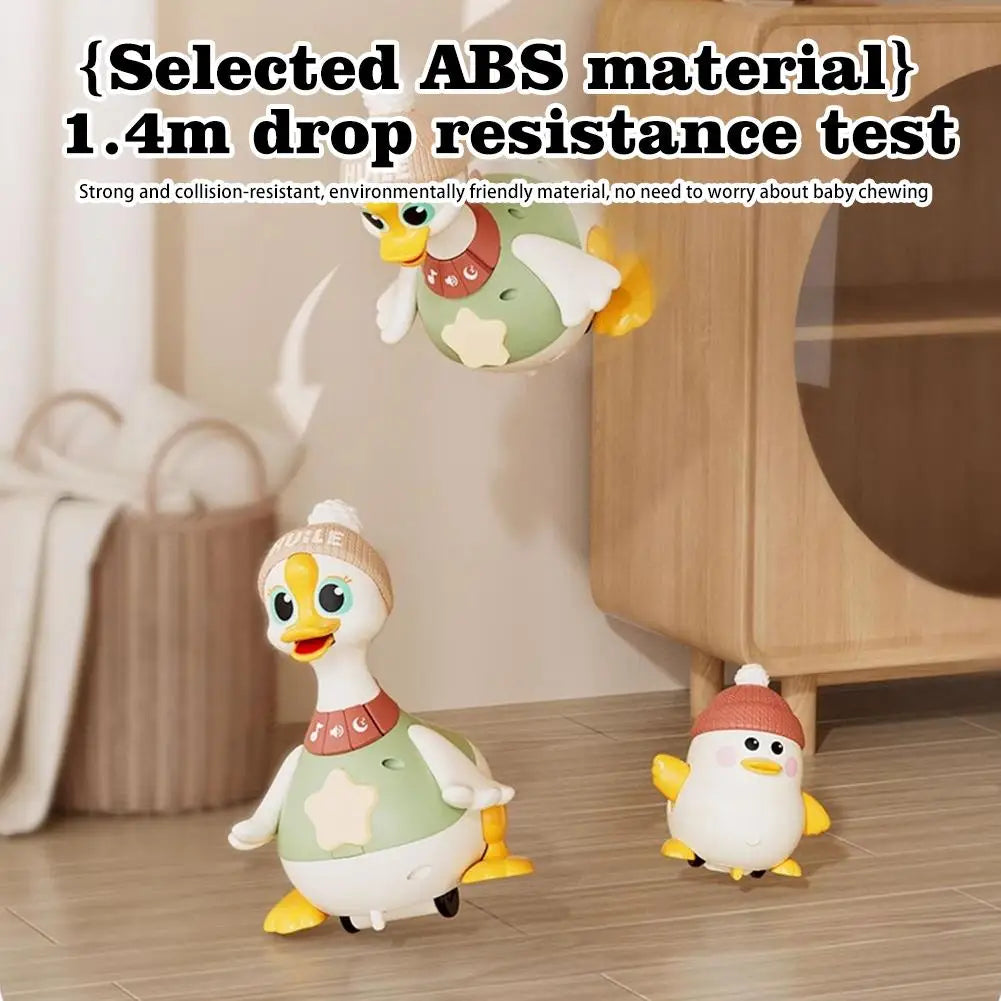 y Cartoon Swing Duck Toy Press Vehicles Glide Animal Inertia Pull Back Cars Electric Swing Duck with Baby Goose Dancing Toys