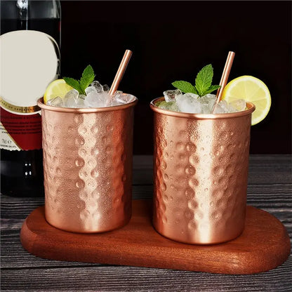 Copper Color 400Ml Stainless Steel Mug With Straw