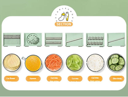 Multi-Functional Vegetable Salad Dehydrator Vegetable Cutter Household Cucumber and Potato Slices Drain Basket Fruit Drain Water
