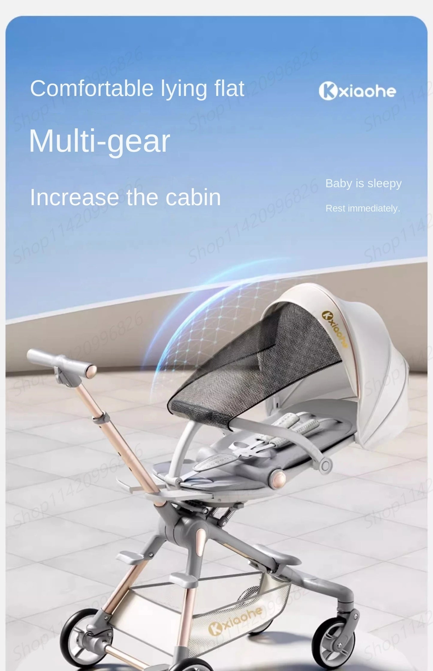 Baby Stroller Can Sit and Lie Down Foldable Lightweight Travel Two-way High Landscape Six Shock Absorption Comfortable Seat