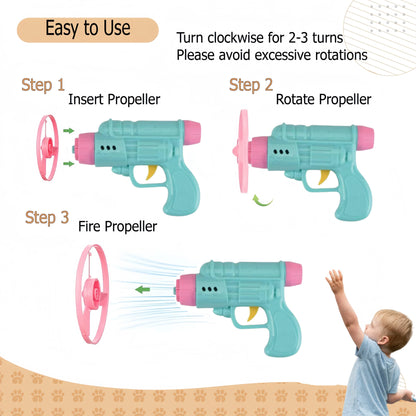 Flying Bamboo Dragonfly Flying Saucer Gun Flying Disc Outdoor Toy Colorful Flying Propellers Toy Set Gift toys for kids and cats