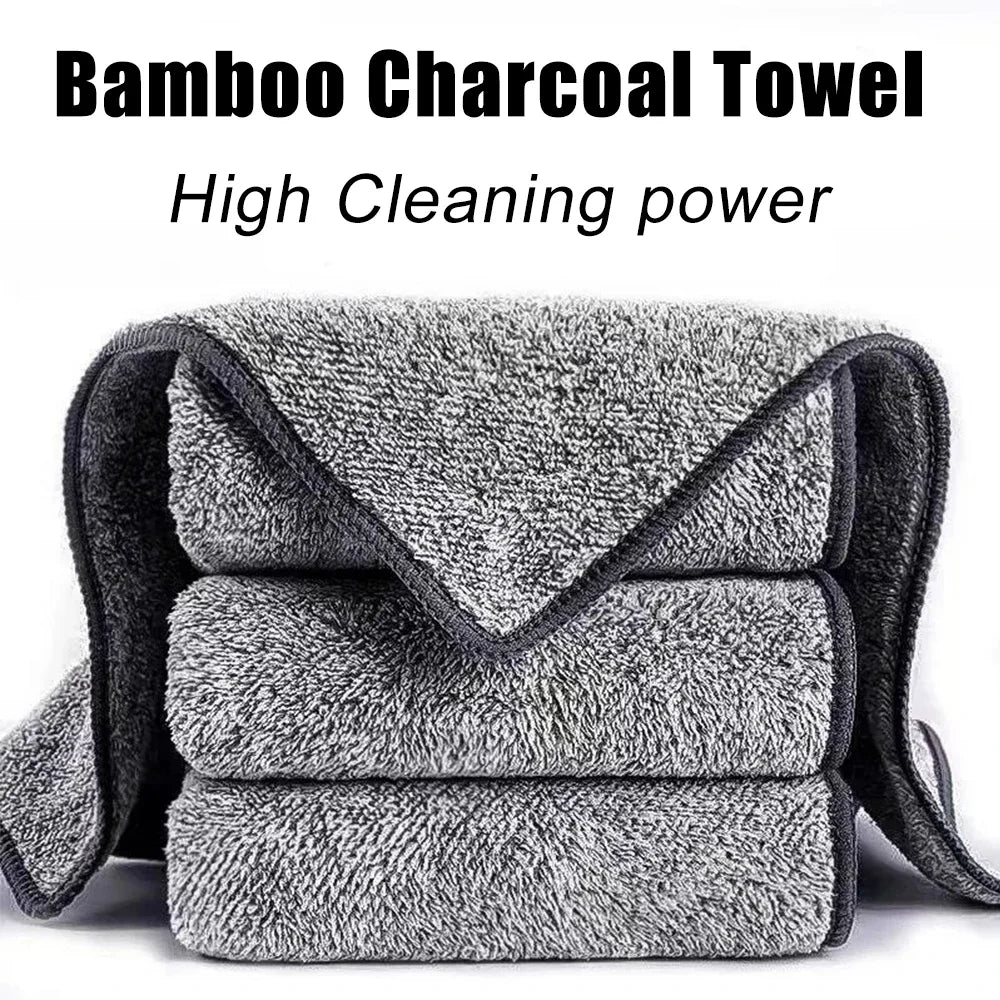 1/50pcs Gray Bamboo Charcoal Thickened Super Absorbent Dishcloth Oil Resistant Kitchen Wipes Microfiber Cleaning Cloths