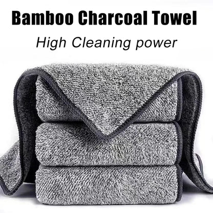 1/50pcs Gray Bamboo Charcoal Thickened Super Absorbent Dishcloth Oil Resistant Kitchen Wipes Microfiber Cleaning Cloths