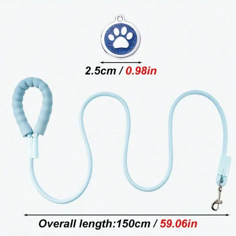 1set Dog Leash + Pendant Soft Handle Round Rope Dog Leash with Claw Pendant for Pet Small Medium Large Dogs Walking Dog Traction