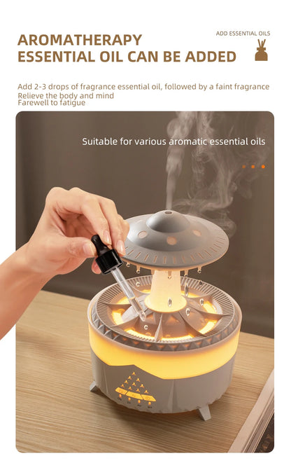 350ml Aroma Air Humidifier Mini Usb Remote Control Raindrop Colorful Light Aromatherapy Room Rain Cloud Aroma Oil  Diffuser