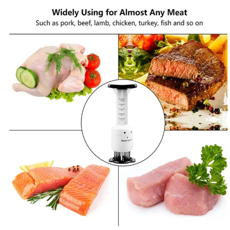 2 In 1 Meat Tenderizer Marinade Injector Barbecue Seasoning Sauce Injectors Kitchen Tools Gadgets BBQ Cooking Accessories