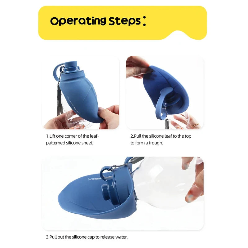 New 300ml Dog Outdoor Kettle With Foldable Mini Silicone Leaf Dust Bottle Stopper Portable Water Dispenser Pet Water Dispenser