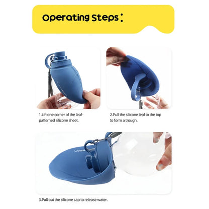 New 300ml Dog Outdoor Kettle With Foldable Mini Silicone Leaf Dust Bottle Stopper Portable Water Dispenser Pet Water Dispenser