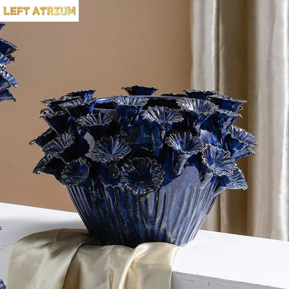 Deep Flower Clusters Ceramic Vase