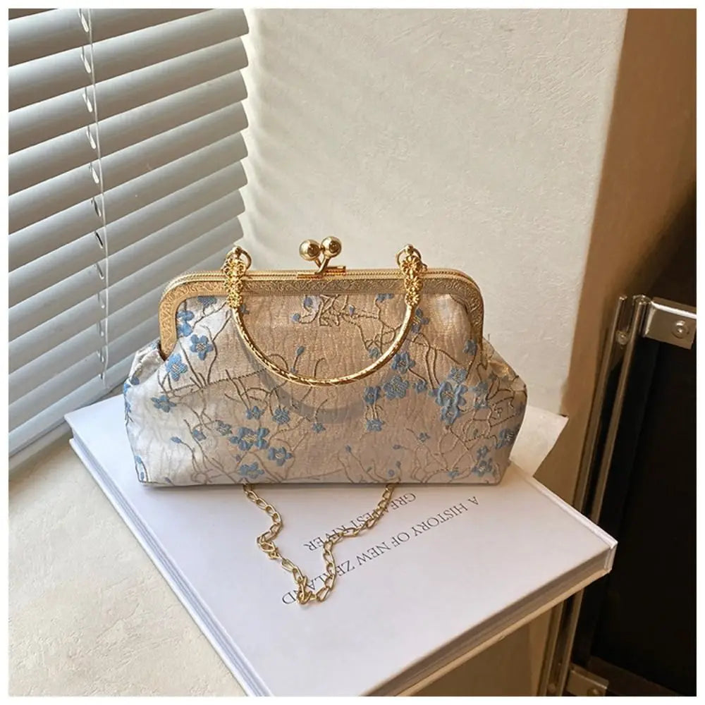 New Chinese Style Handbag Embroidery Evening Bag Retro Single Shoulder Crossbody Bag Ladies Shell Bag
