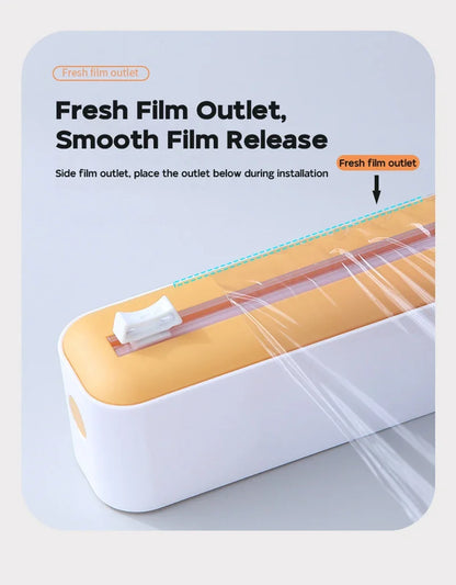 Food Film Dispenser Magnetic Plastic Wrap Dispenser with Cutter Storage Box Aluminum Foil Stretch Film Cutter Storage Holder