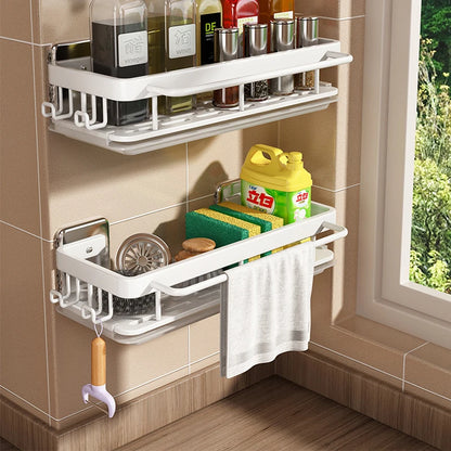 Kitchen Hanging Storage Rack Shelf Towel Sponge Drain Organizer Alumimum Sink Drain Rack Basket Bathroom Shampoo Towel Holder