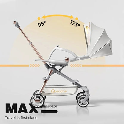 Baby Stroller Can Sit and Lie Down Foldable Lightweight Travel Two-way High Landscape Six Shock Absorption Comfortable Seat