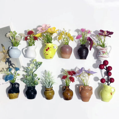 Ins Style Mini Ceramic Small Vase Refrigerator Sticker Creative 3D Stereo Home Decoration Magnet