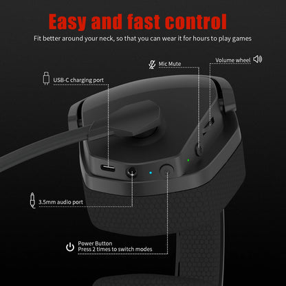 NUBWO G06 2.4G Dual Wireless Gaming Headset 5ms Low Latency 7.1 Surround ENC Mic For PC PS4 PS5 Gaming Bluetooth Headphones