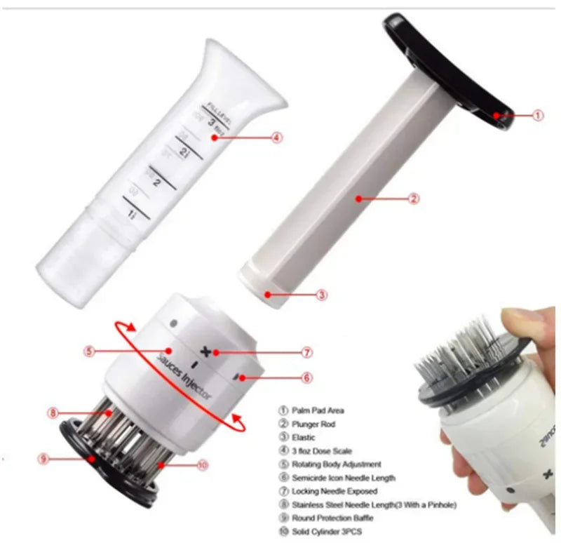 2 In 1 Meat Tenderizer Marinade Injector Barbecue Seasoning Sauce Injectors Kitchen Tools Gadgets BBQ Cooking Accessories