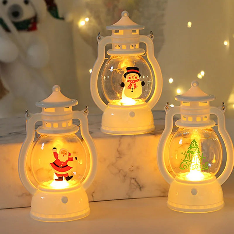Portable LED Christmas Santa Claus Snowman Lanterns Indoor Decor Lights Battery Powered for Home Xmas New Year Navidad Ornaments
