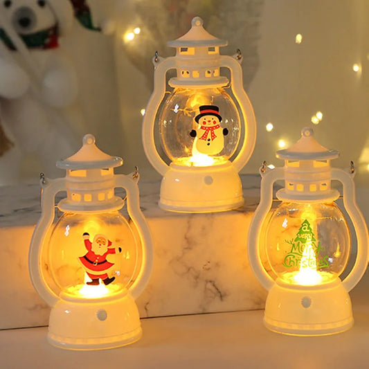 Portable LED Christmas Santa Claus Snowman Lanterns Indoor Decor Lights Battery Powered for Home Xmas New Year Navidad Ornaments