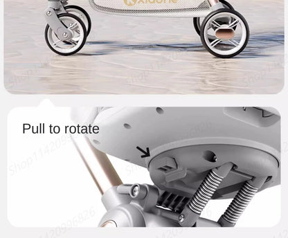 Baby Stroller Can Sit and Lie Down Foldable Lightweight Travel Two-way High Landscape Six Shock Absorption Comfortable Seat